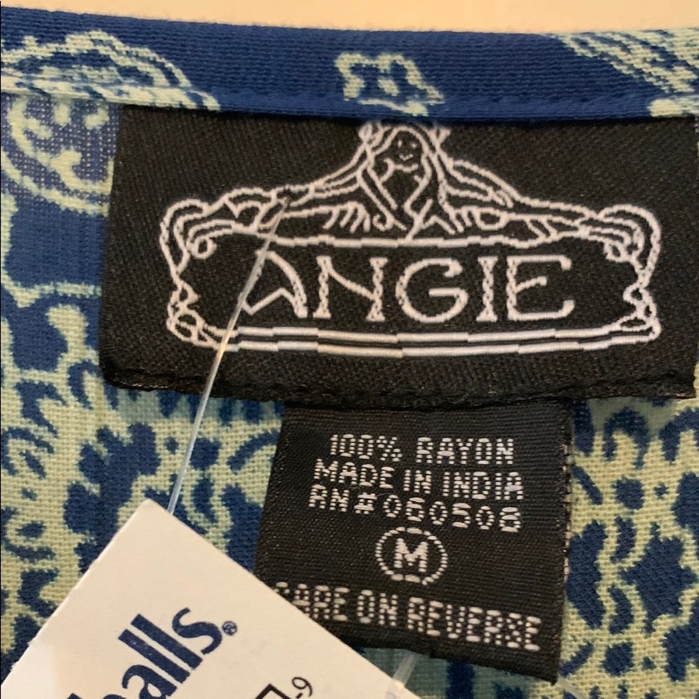 Angie Tan and Blue Boxy Tunic with Asymmetrical Hem - Picture 3 of 8